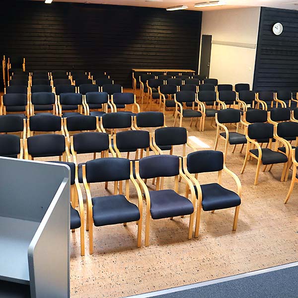 Större konferenslokal på Höllviksnäs med biosittning för föreläsning och presentation